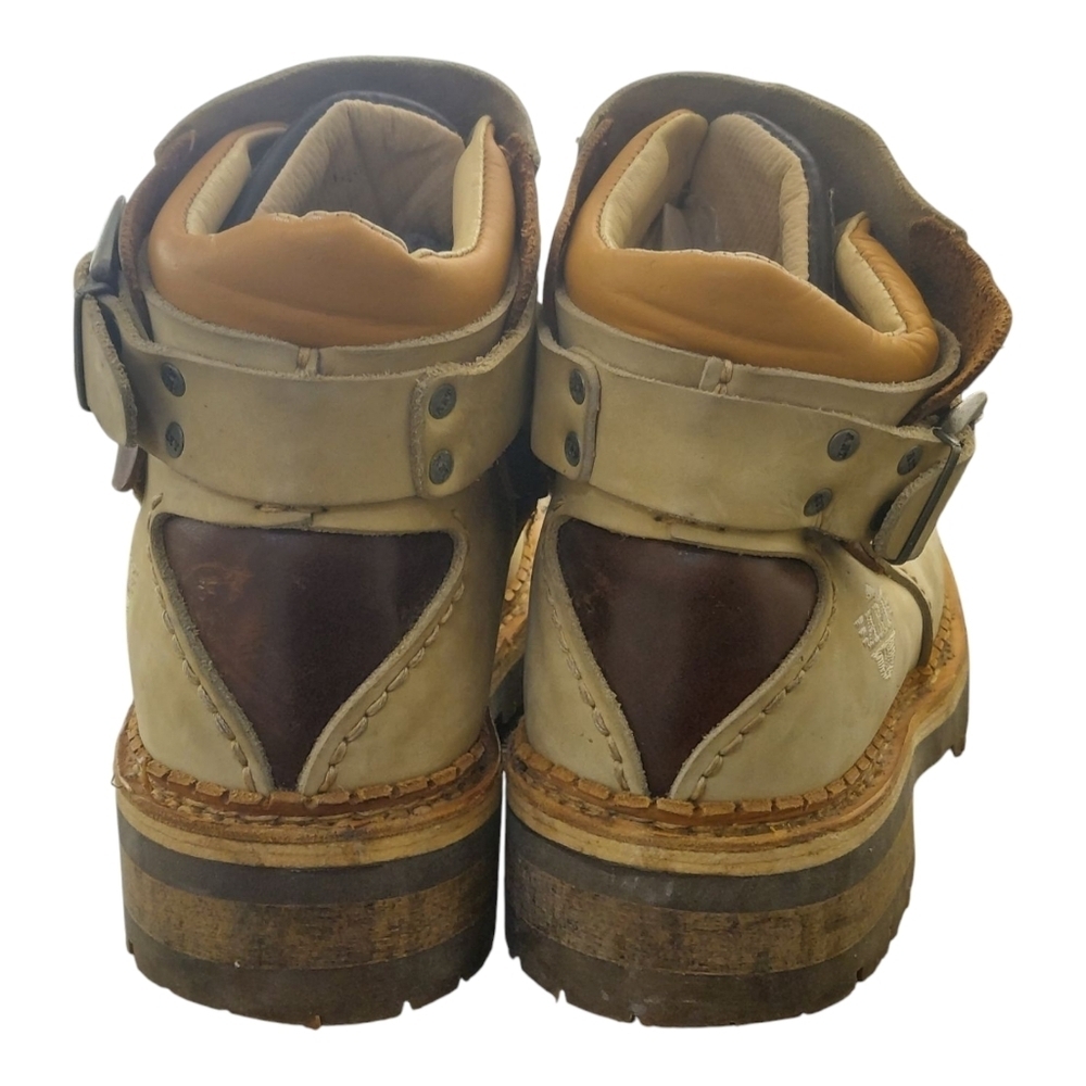 The Art Company Platform Boots 90s Vintage Steel Toe Leather Shoes Size 12 Tan - Picture 5 of 12